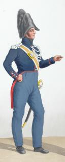 Photo 2 : 1824. Gendarmerie Royale des Départements. Gendarme à Pied, Brigadier à cheval.