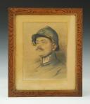 GODARD R., Portrait d'un artilleur 1915 : Dessin original en couleurs, XXème siècle.