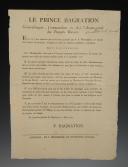AFFICHE À ENTÊTE DU PRINCE BAGRATION, Général-major, Commandant en Chef l'Avant-garde des Troupes Russes, Quartier-général de Pignerol, 4 juin 1799. 18910-38