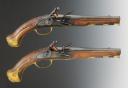PAIRE DE PISTOLETS DE VOYAGE À SILEX, Ancienne Monarchie, règne de Louis XV, milieu du 18° siècle. 34592