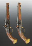 Photo 2 : PAIRE DE PISTOLETS DE VOYAGE À SILEX, Ancienne Monarchie, règne de Louis XV, milieu du 18° siècle. 34592