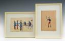 Photo 1 : DEUX GOUACHES NON SIGNÉES : Lancier et chasseurs d'Afrique Monarchie de Juillet, époque fin XIXème siècle. 28282-1R