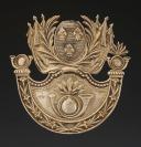 PLAQUE DE SHAKO D'OFFICIER DE CHASSEURS DE LA GARDE NATIONALE, modèle 1816, Restauration. 32796