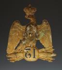 Photo 2 : PLAQUE DE SHAKO TROUPE DU 13ème RÉGIMENT D'INFANTERIE, modèle 1860, Second Empire. 27747