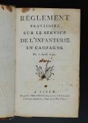 Photo 4 : RÈGLEMENT PROVISOIRE SUR LE SERVICE D'INFANTERIE EN CAMPAGNE DU 5 AVRIL 1792.