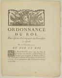 ORDONNANCE DU ROI, pour réformer la Compagnie des Grenadiers à cheval. Du 15 décembre 1775. 3 pages