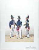 1830. Gendarmerie Royale des Départements. Lieutenant, Maréchal des Logis à Cheval, Trompette.