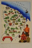 Carte postale mise en couleurs représentant la région de la «GUYANNE».