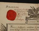 Photo 4 : Dragons. DEUX CONGÉS MILITAIRES ABSOLUS DÉLIVRÉS À JEAN PERRIN, du Régiment de Provence en 1774 et du Régiment du Mestre de Camp Général en 1777. 18908-4