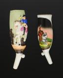 TWO POLYCHROME PORCELAIN PIPE BOWLS, Late 19th Century. 29246-47