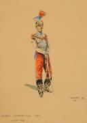 DEMAQT J. - LANCER OF THE IMPERIAL GUARD SECOND EMPIRE: Watercolor drawing, 20th century. 33576
