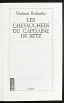 Photo 3 : LES CHEVAUCHÉES DU CAPITAINE DE BETZ, DE VLADIMIR BODIANSKY.