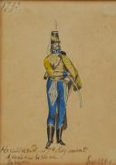 Photo 3 : TROIS GOUACHES NON SIGNÉES : Hussards Révolution-Consulat. Époque fin XIXème siècle. 28282-3R