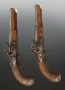 Photo 3 : PAIRE DE PISTOLETS À DOUBLE CANON SIGNÉS « SOVICHE / LE CADET », Ancienne Monarchie. 33736