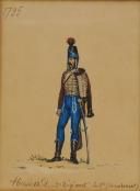 Photo 4 : TROIS GOUACHES NON SIGNÉES : Hussards Révolution-Consulat. Époque fin XIXème siècle. 28282-3R