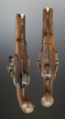 Photo 4 : PAIRE DE PISTOLETS À DOUBLE CANON SIGNÉS « SOVICHE / LE CADET », Ancienne Monarchie. 33736