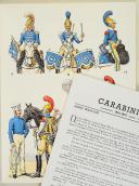 Photo 1 : L'ARMÉE FRANÇAISE Planche N° 30 : "CARABINIERS - 1804-1815 (II)" par Lucien ROUSSELOT et sa fiche explicative.