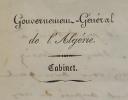 Algeria, 1845. SIGNED LETTER BY BUGEAUD DE LA PICONNERIE, Duke of Isly, Governor General of Algeria, to Mr. Billard, former Prefect, Algiers, August 16, 1845. 18901-11