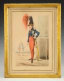 CHARLES DRANER - CARICATURE OF AN OFFICER FROM THE SAUMUR SCHOOL IN 1835: Original watercolor, Second Empire. 33571