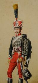 Photo 3 : EMMANUEL GRAMMONT, SERGENT DU 3ème RÉGIMENT DE GARDES D'HONNEUR PREMIER EMPIRE : Aquarelle. 28478