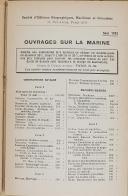 Photo 5 : CHALLAMEL - " Catalogue des ouvrages sur la marine " - Paris - Mai 1952