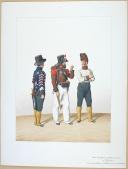 Photo 1 : 1815. Bataillons de Chasseurs Corses. Caporal-Tambour (1er Bataillon), Carabinier. Caporal de Chasseurs.