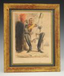 CHARLES DRANER - CARICATURE OF A SEINE GENDARME 1862: Original watercolor, Second Empire. 33572