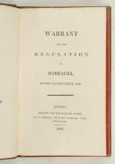 WARRANT for the regulations of barracks, dated 24th december 1807.