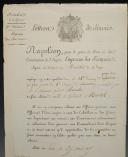 Photo 2 : APPOINTMENT LETTER NAMING GENERAL MARTEL AS A BRIGADIER GENERAL IN THE 18th INFANTRY DIVISION, APRIL 29, 1815, FIRST EMPIRE. ITEM 29858.