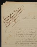 Photo 2 : Royal Guard, 1815. SIGNED LETTER FROM MARSHAL DUC DE BELLUNE, ADDRESSED TO THE DUKE OF FELTRE, Minister of War, November 28, 1815. 18999-5