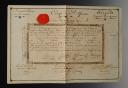 Armée du Rhin. CITOYEN SILBERMANN THIÉBAULT, Hussard au 7e Régiment Place de Belfort : CONGÉ DE RÉFORME AVEC PENSION (au recto) ET CERTIFICAT DE VISITE MÉDICALE (au verso), 7 messidor an 9 (26 juin 1801). 30295
