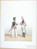 Photo 1 : 1816.Légions Départentales. Tambour de chasseurs (55e Légion - du Morbihan), Caporal de Fusiliers (83e Légion- de la Vienne)