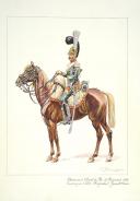 Photo 1 : Brigadier en grande tenue de la compagnie d’Élite du 1er Régiment des Chasseurs à cheval du Roi, 1814.