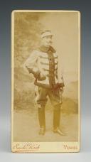 LARGE BUSINESS CARD PHOTO: HORSE HUNTER OFFICER, Third Republic. 27873-20