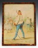 CHARLES DRANER - OFFICER CARICATURE: Original watercolor, Second Empire. 33574