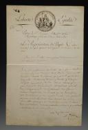 LETTRE SIGNÉE CALON, en tant que Représentant du Peuple (Dépôt de la Guerre) à Paris le 5 Nivôse de l'an 3 (25 décembre 1794), ADRESSÉE AU CITOYEN SILLE, commissaire du mouvement des armées de terre. 30297
