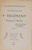 Photo 2 : QUELEN - " Historique Sommaire du 4 ème Régiment de Chasseurs d'Afrique " - 1920