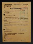 DOCUMENT DE DISPONIBILITÉ DU CAPITAINE SS FRITZ HERZIG POUR UNE FORMATION SUR « PANTHER », Seconde Guerre Mondiale. 33352R
