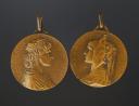MÉDAILLES « ALSACE » ET « LORRAINE » PAR PRUD'HOMME LIÉES À LA CROIX ROUGE, Première Guerre Mondiale. 29788-67-68R