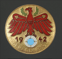 INSIGNE DE TIR AU FUSIL DE PETIT CALIBRE CLASSE OR DU TIROL-VORARLBERG GAULEISTUNG 1942,Standschützenverband Tirol-Vorarlberg - Gauleistungsabzeichen in Gold 1942 « KK-Gewehr », Seconde Guerre Mondiale. 22239R