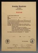 DIPLÔME DE L'ACADÉMIE ALLEMANDE DE MUNICH ATTRIBUÉ AU NANTAIS MAURICE GUILLON-VERNE EN 1942, Seconde Guerre Mondiale. 14751