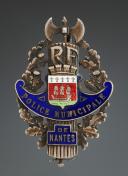 INSIGNE DE LA POLICE MUNICIPALE DE NANTES, Troisième République. 31611R