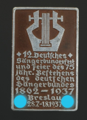 INSIGNE COMMÉMORATIF DES 75 ANS D’EXISTENCE DE LA FÉDÉRATION DES CHANTEURS ALLEMANDS, Seconde Guerre Mondiale.