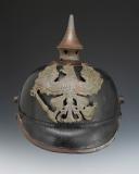 SPIKED HELMET OF A SOLDIER FROM THE 13th INFANTRY REGIMENT, 1915 model, Prussia 1st World War Pickelhaube Infantry Regiment Herwarth von Bittenfeld (1st Westphalian) No. 13, World War I. Item number 30788R.