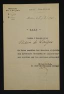 NOTE DE LA PRÉFECTURE DE L'ALLIER ADRESSÉE À LA MAIRIE DE LORIGES EN 1941, Seconde Guerre Mondiale. 33852R