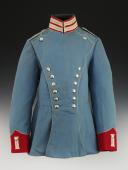 TUNIQUE D’UN CAVALIER DU 21ème RÉGIMENT DE UHLANS 3ème SAXON « KAISER WILHELM II. KÖNIG VON PREUSSEN », Ulanen-Regiment Nr. 21 Kgl. Sächs. 3. Ulanen-Regiment "Kaiser Wilhelm II., König von Preußen", modèle 1860 modifiée 1899, Deuxième Reich. 33227-1