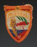 ÉCUSSON GROUPEMENT 17 groupe 5 FRÉDÉRIC MISTRAL DES CHANTIERS DE JEUNESSE 1er Modèle 1er type, Seconde Guerre Mondiale. 31667-4