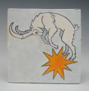 MANUFACTURE HENRIOT QUIMPER - CARREAU DE FAÏENCE À L'EMBLÈME DU SOUS-MARINS ALLEMAND « U67 », Seconde Guerre Mondiale. 33327R