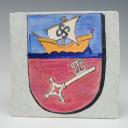 MANUFACTURE HENRIOT QUIMPER - CARREAU DE FAÏENCE À L'EMBLÈME DU SOUS-MARINS ALLEMAND « U163 », Seconde Guerre Mondiale. 33328R