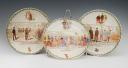 THREE PATRIOTIC PLATES DEPICTING SCENES OF MILITARY LIFE IN 1900, Third Republic. 29486R.